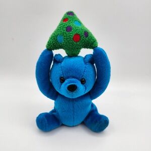 G.A.C. 1999 Blue Teddy‎ Bear Plush Holding Christmas Tree Holiday Stuffed Animal